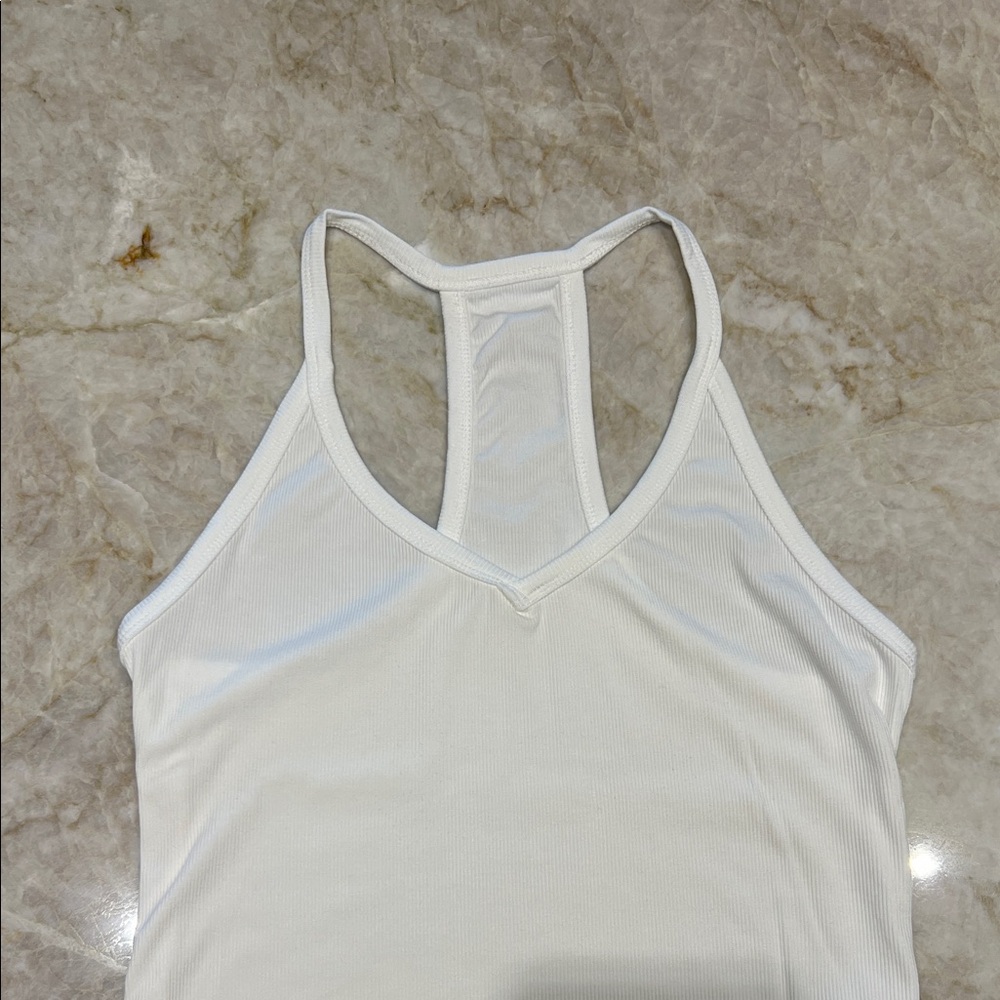 NEW MICAS White Racerback Ribbed Tank Top, Size L - Picture 2 of 5